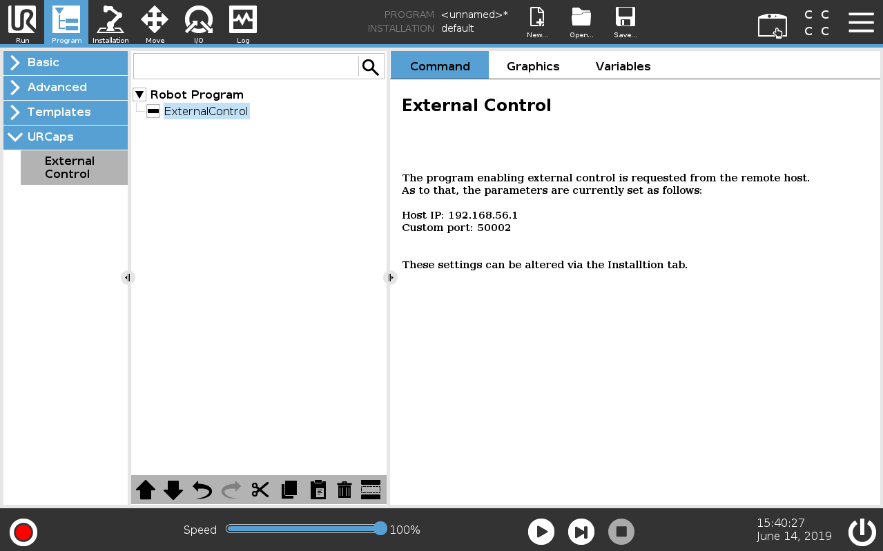 Program view of external control